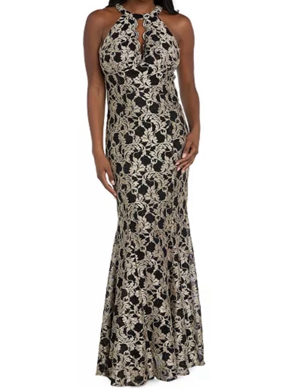 Long Lace Scalloped Dress